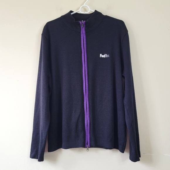 FedEx Other - FedEx Stan Herman Sweater Adult Large Black Full Zip Cardigan Unisex